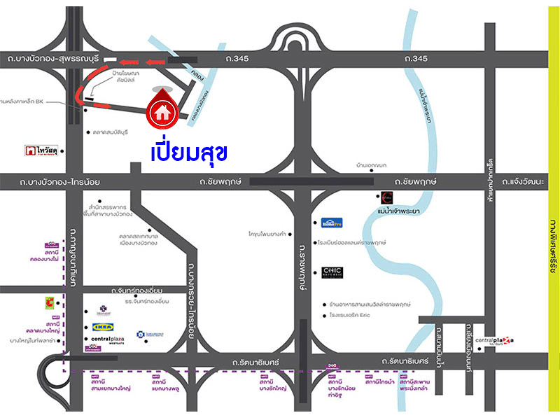 ทาวน์เฮ้าส์มือสองย่านนนทบุรี โครงการ เปี่ยมสุข S-Gate แจ้งวัฒนะ-กาญจนาภิเษก เนื้อที่มากถึงเกือบ 28 ตร.ว. ฟังก์ชัน 3 ห้องนอน 2 ห้องน้ำ 2 ที่จอดรถ บนทำเลเดินทางสะดวก เชื่อมต่อถ.กาญจนาภิเษก, ถ.ราชพฤกษ์, ถ.345 ใกล้รถไฟฟ้าสายสีม่วง "สถานีคลองบางไผ่" และทางด่วน "กาณจนาภิเษก"